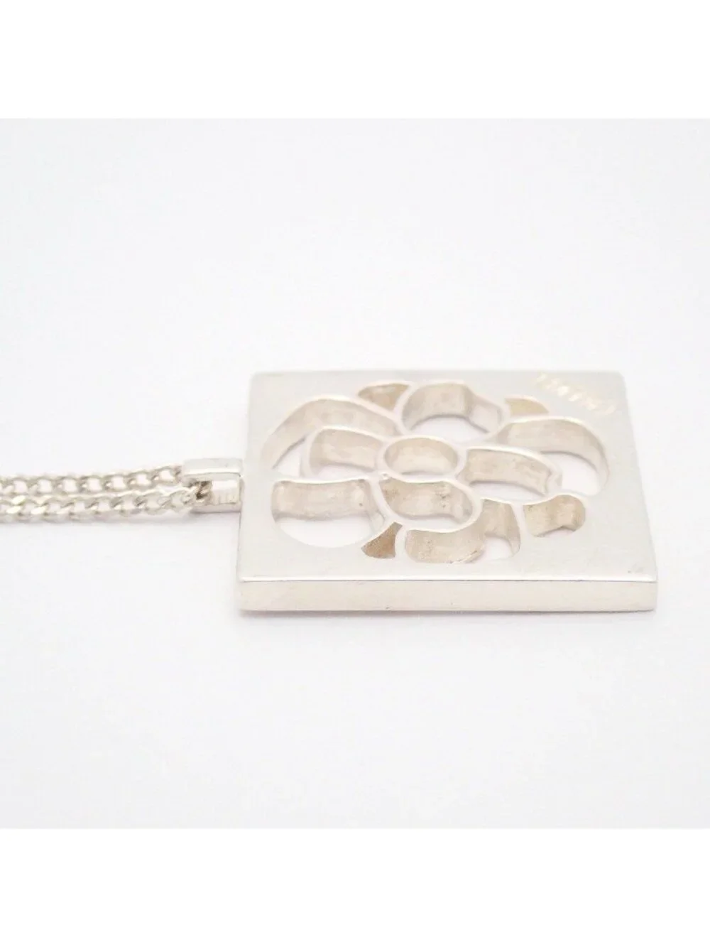 Chanel Camellia Square Plate Necklace 925 Sterling Silver Pawn